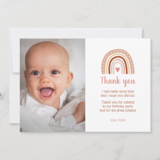 ボホーレインボー誕生日フォトサンキューユユー招待状 招待状 (正面)