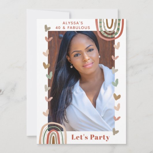 ボホーレインボー40と素晴らしいバースデーモダンタパーティー 招待状 (正面)