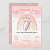 ボホーレインボー7thエイジ誕生日ガール第4位5位6位 招待状 (正面/裏面)