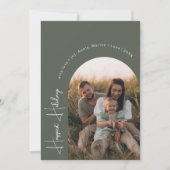 ボホーレインボー&ハートアーチグリーンフォトハッピー シーズンカード (正面)