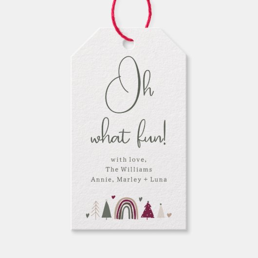 ボホーレインボー&ハートオ何おもしろいファミリーギフトラベル ギフトタグ (正面)