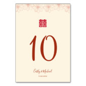 ボホーレッドベージュ中国の結婚フローラの二重習氏 テーブルナンバー (裏面)