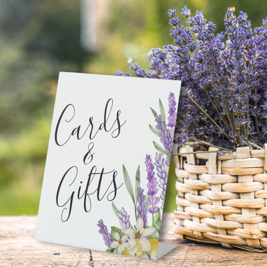 ボホーレモン&ラベンダーカード&ギフトブライダルシャワー 台座サイン