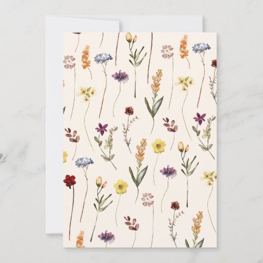 ボホーワイルドワンダーフルワイルドフラワーレインボー誕生日 招待状 (裏面)