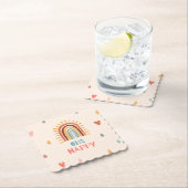 ボホーワン初誕生日レインボー ペーパーコースター (インサイチュ)