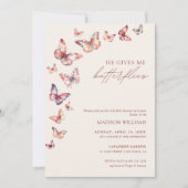 ボホー彼は私与えの蝶ブライダルシャワー 招待状 (正面)