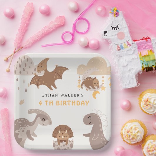 ボホー恐竜パーティー動物子供の誕生日ナプキンス ペーパープレート (パーティー)