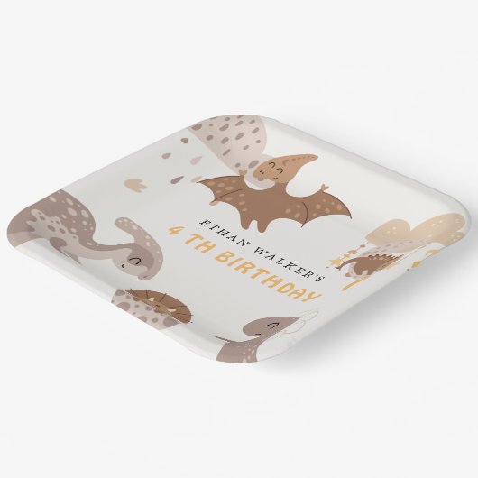 ボホー恐竜パーティー動物子供の誕生日ナプキンス ペーパープレート (傾斜あり)