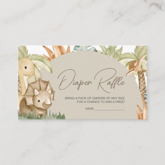 ボホー恐竜ベビーシャワーおむつラッフル エンクロージャーカード (正面)