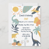 ボホー恐竜ベビー誕生日パーティーの招待 招待状 (正面)