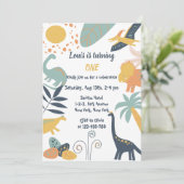 ボホー恐竜ベビー誕生日パーティーの招待 招待状 (スタンド正面)