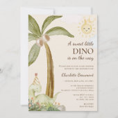 ボホー恐竜ベージュ甘い小さな赤ちゃんシャワー 招待状 (正面)