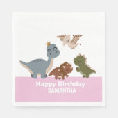 ボホー恐竜誕生日ピンク スタンダードランチョンナプキン (正面)