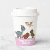 ボホー恐竜誕生日ピンク 紙コップ (裏面)