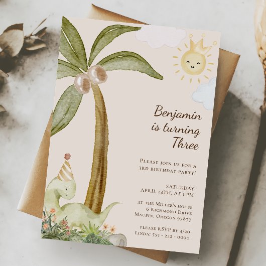 ボホー恐竜Any Age Children's Birthday Party 招待状