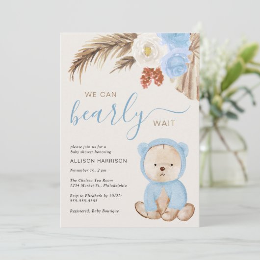 ボホー我々は真珠のように待つことができ男の赤ちゃんシャワー 招待状 (スタンド正面)