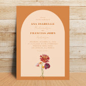 ボホー焼きオレンジのアーチ野花モノグラム結婚ズ 招待状