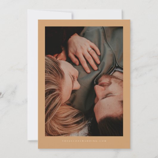 ボホー焼けオレンジ秋秋フローラ写真結婚ズ 招待状 (裏面)