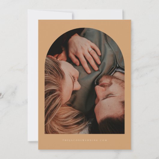 ボホー焼けオレンジ秋秋フローラ写真結婚ズ 招待状 (裏面)