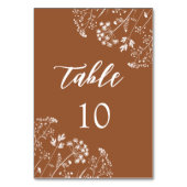 ボホー焼けオレンジ色の野草花テラコッタ結婚ズ テーブルナンバー (正面)