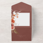 ボホー燃えたオレンジ色の錆秋フローラQRコード オールインワン招待状 (外側)