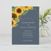 ボホー王室のブルーオペルンスサンフラワー結婚ズ 招待状 (スタンド正面)