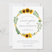 ボホー王室のブルーオペルンスサンフラワー結婚ズ 招待状 (正面)