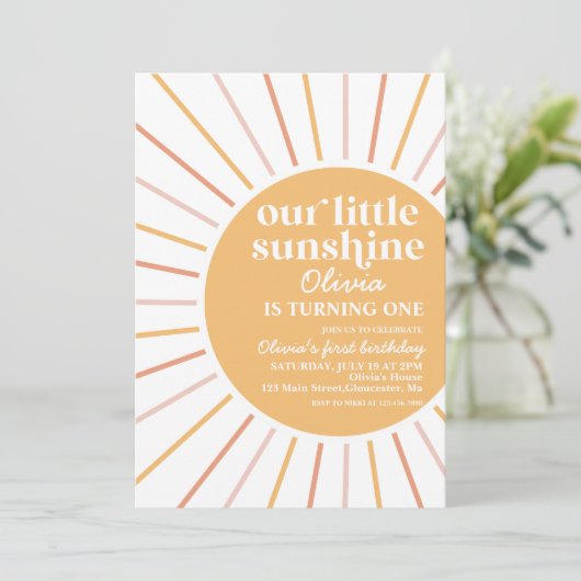 ボホー私たちの小さな太陽の誕生日の招待 招待状 (スタンド正面)