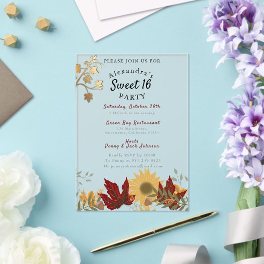 ボホー秋シック甘い16 i アクリル招待状 (インサイチュ (ウェディング))