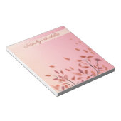 ボホー秋季ピンクリーフ名前をカスタムする ノートパッド (アングル)