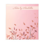 ボホー秋季ピンクリーフ名前をカスタムする ノートパッド (正面)