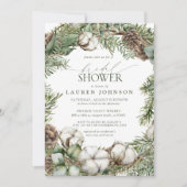 ボホー素朴ウィンターグリーンリーピネコンブライダルシャワー 招待状 (正面)