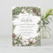 ボホー素朴ウィンターグリーンリーピネコンブライダルシャワー 招待状 (スタンド正面)
