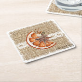 ボホー素朴ウィンターホリデーボタニカル結婚ズ スクエアペーパーコースター (アングル)