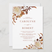 ボホー素朴オータムフローラテラコッタ結婚ズ 招待状 (正面)