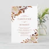 ボホー素朴オータムフローラテラコッタ結婚ズ 招待状 (スタンド正面)