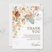 ボホー素朴バーンオレンジフローラブライダルシャワー サンキューカード (正面)