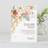 ボホー素朴バーンオレンジフローラブライダルシャワー サンキューカード (スタンド正面)