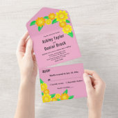 ボホー素朴ヒマワリ赤面サマーフローラ結婚ズ オールインワン招待状 (貼ってはがせる)