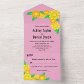 ボホー素朴ヒマワリ赤面サマーフローラ結婚ズ オールインワン招待状 (内側)