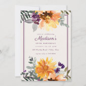 ボホー素朴ヒマワリ野草写真誕生日 招待状 (正面)