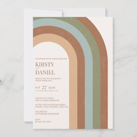 ボホー結婚ズアーチ結婚式招待状 招待状 (正面)