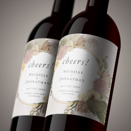 ボホー結婚ズパンパスグラスパームグラスオーキッド ワインラベル