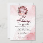 ボホー結婚ズピンクマルーン月曼荼羅招待状 招待状 (正面)