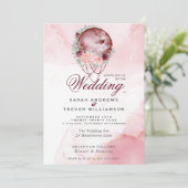 ボホー結婚ズピンクマルーン月曼荼羅招待状 招待状 (スタンド正面)