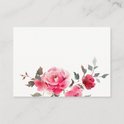 ボホー赤ピンクのバラ結婚の花の願い エンクロージャーカード (裏面)