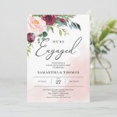 ボホー赤面ピンク·バーゴーニュ·フローラ·グリーンリー 招待状 (スタンド正面)