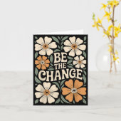 ボホー風フラワー変革のモチベーション"Be The Change" カード (黄色い花)