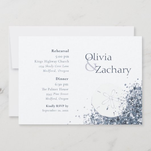 ボホー オーシャン サンド リハーサル ディナー 招待状 (正面)