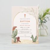 ボホー カクタス アーチ デザート カウボーイ クロス 洗礼 招待状 (スタンド正面)